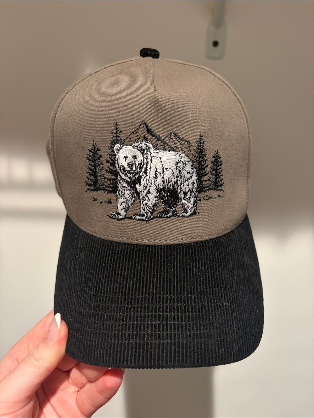 Unbranded Tan and Black Bear Embroidered Dog Cap